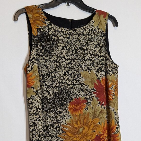 VIRGO Orange/Black Lined Chiffon Sleeveless Straight Maxi Sheath Dress; Size 8 - Picture 2 of 6